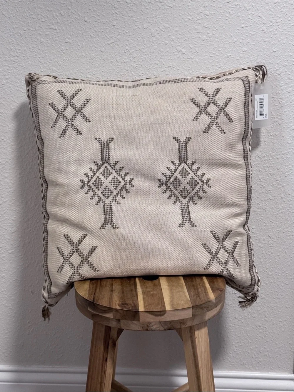 NWT Four Hands Studio Sabra Pillow Khaki Stitch 20x20 Boho